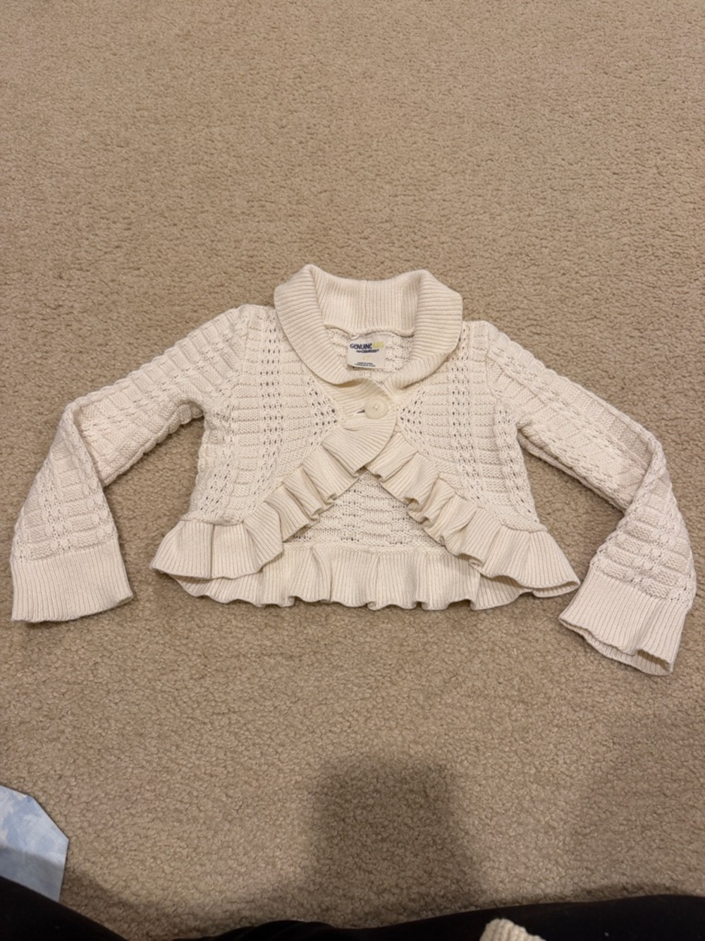 Gymboree Cream Ruffle Knit Cardigan Sweater - Kids